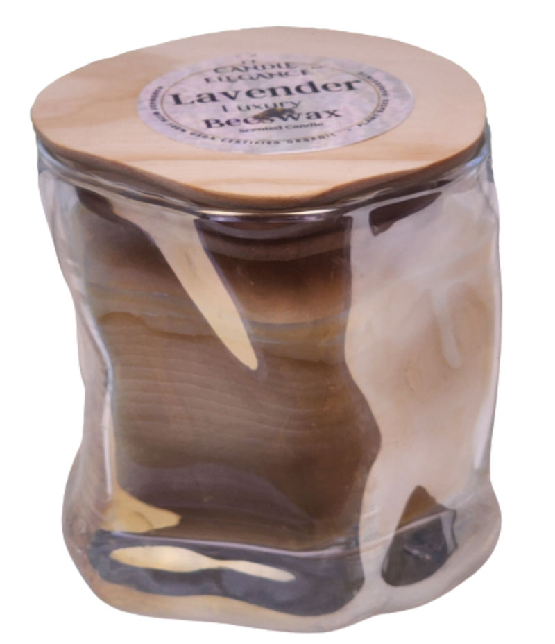 Candle Elegance lavender beeswax candle is crafted in a twisted orb creative glass, and the finest quality organic beeswax and infused with lavender essential oils that will fill your home with a calming and soothing aroma.