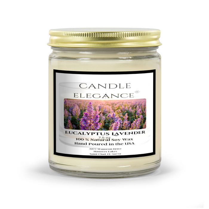 The serene and luxurious scents of Eucalyptus Lavender candles. Made with all-natural ingredients, this harmonious blend of fragrances and grounding herbs will transport you to a tranquil oasis. Perfect for gifting, these candles offer 50-60 hours of burn time with a 100% cotton wick and no harmful additives. Enhance any space with the elegance of gold.