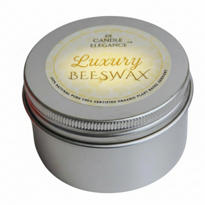 Candle Elegance beeswax travel candles are honey scented and made in America with 100% certified organic beeswax, so it's safe for people who are sensitive to fragrances. It also releases negative ions when burning and naturally purifies the air. Each candle has a cotton wick and provide a clean burn. Lid included.