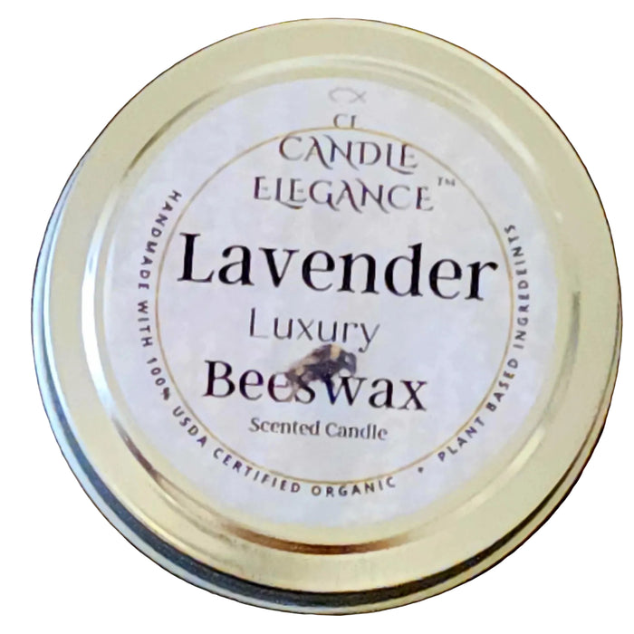 Metal travel tin candle with organic yellow beeswax.