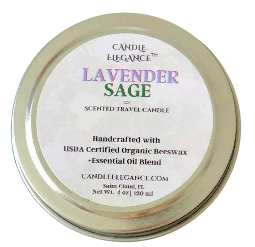 Lavender & Sage Travel Candle - Organic Beeswax