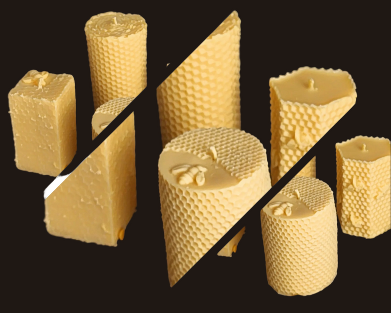 Our exclusive wax mixes produced with 100 percent USDA Certified Organic beeswax materials and are hand-poured. Our Honeycomb Beeswax Pillars give a clean, environmentally friendly burn. Candle Elegance offers a collection of 4 beeswax candle pillars in hexagon, round, and square shapes with diameters of 2", 2.2", and 1.7" respectively. 