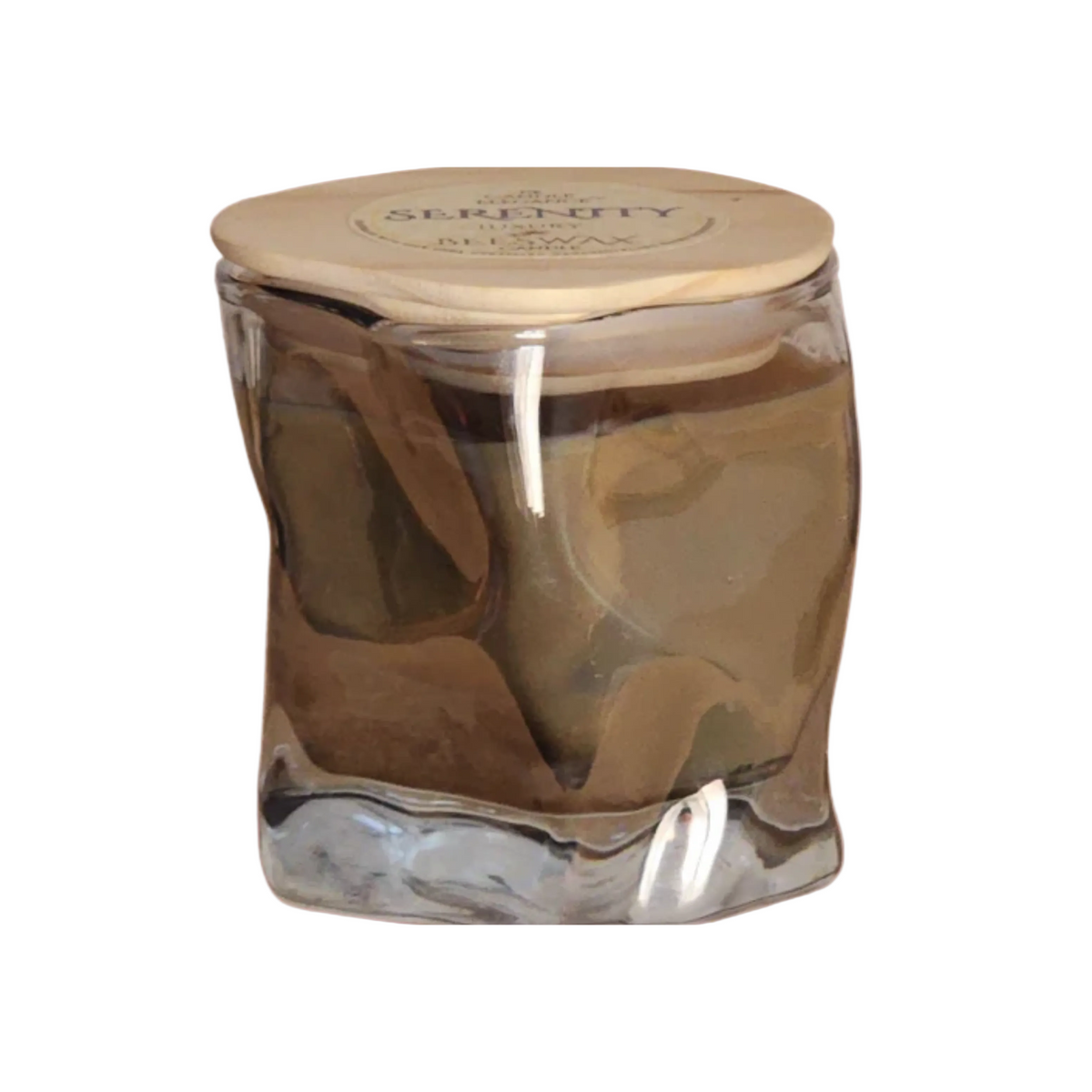 Organic Beeswax Candle in a orb glass with a wooden lid on a white background