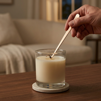 Champagne-gold wick dipper extinguishing a candle by dipping the wick into melted wax