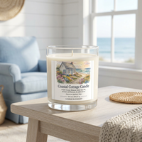 Coastal Cottage Candle in a sunlit seaside cottage