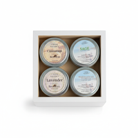 Scentsy Travel Candle Bundle. Introducing Candle Elegance's 4-Pack Travel Gift Set Candle Elegance has released a new Travel Gift Set that includes four beeswax candles in a white pine wood box. The set features four distinct scents: Cinnamon, Lavender, Madagascar Vanilla, and Sage. Each candle comes with a beeswax cotton wick and a lead-free metal tin with lid. This set is the ideal way to sample Candle Elegance's travel candles, and it's perfect for either personal use or as a thoughtful gift.