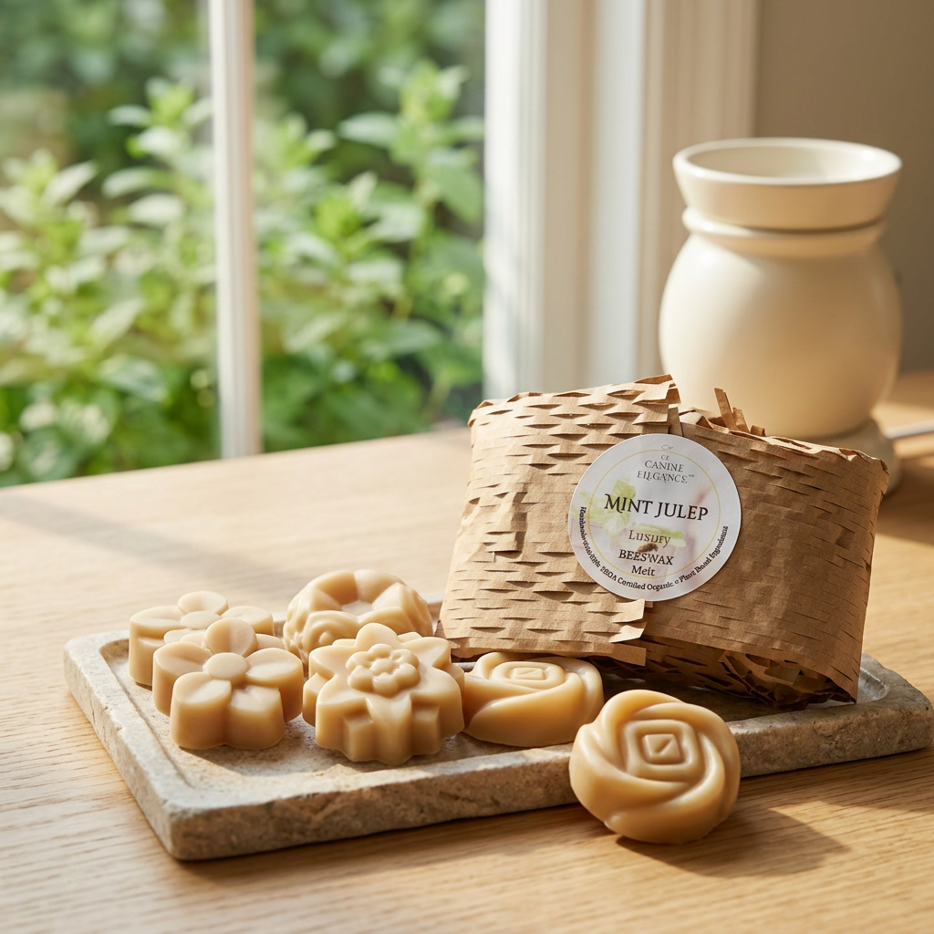 Mint Julep wax melts in a sunlit mint-garden room