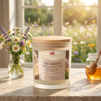 Solstice Wildflower Honey candle with meadow flowers and honey