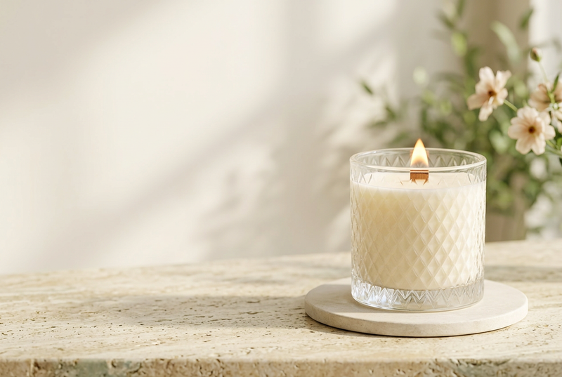 Sunlit Candle Elegance lifestyle banner with space for a headline