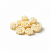Set of flower-shaped soap bars on a white background
