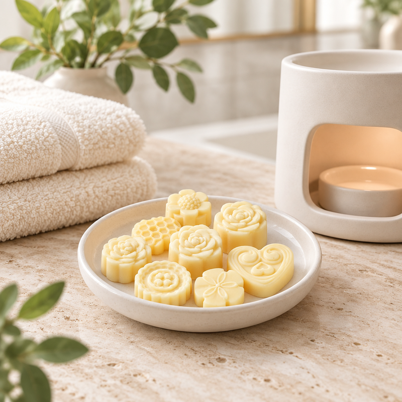 Wax melts in a spa-style bathroom
